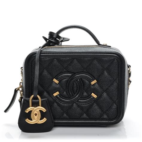 chanel filigree small|CHANEL Caviar Quilted Small CC Filigree Vanity Case.